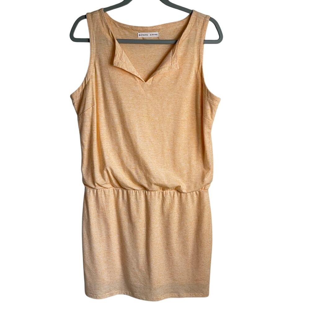 Athleta Vida Dress Sz M Linen Blend Tiger Lily Orange Lined Sleeveless Sporty